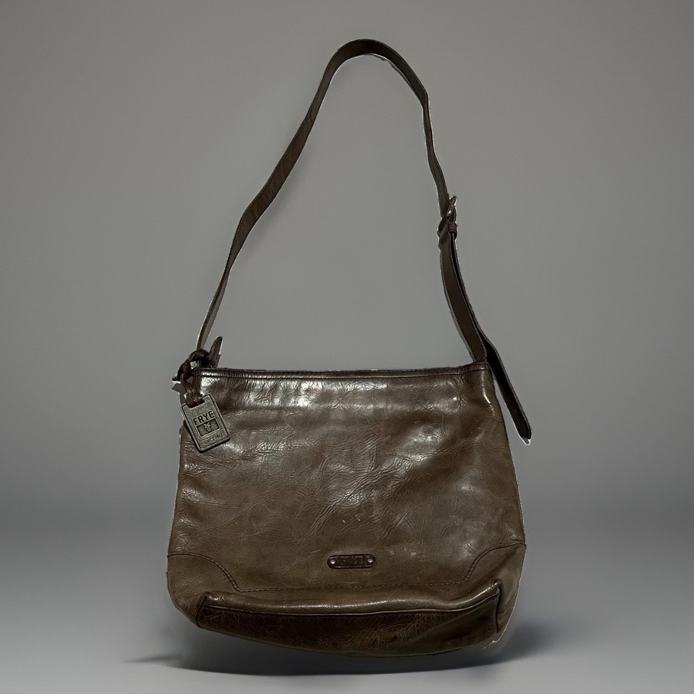 Vintage Frye Womens Dark Brown Italian Patina Leather Melissa Crossbody Bag